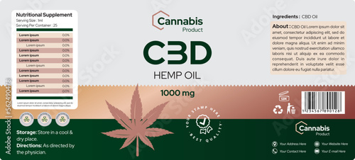 CBD oil Label Design, Hemp Oil Label Cannabis Product Packaging Design Vector File