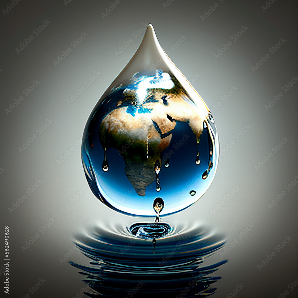 Fototapeta premium earth dropping in water, generative ai