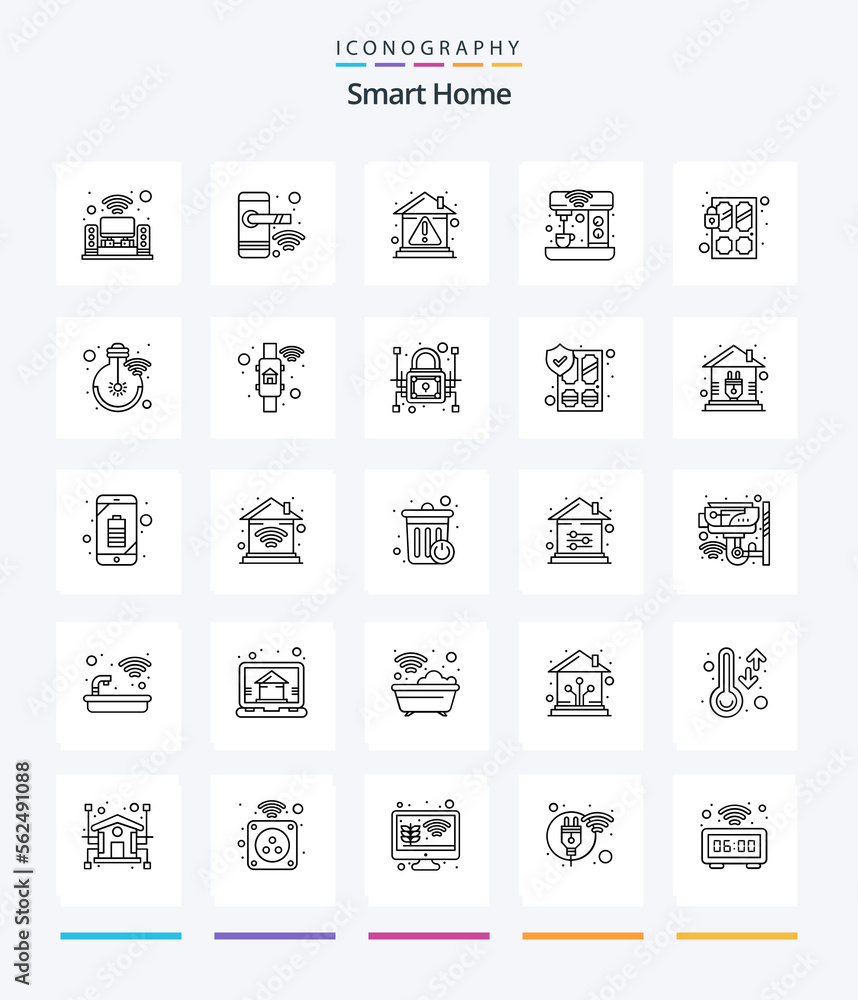 Creative Smart Home 25 OutLine icon pack  Such As kitchen. drink. alert. coffee. property
