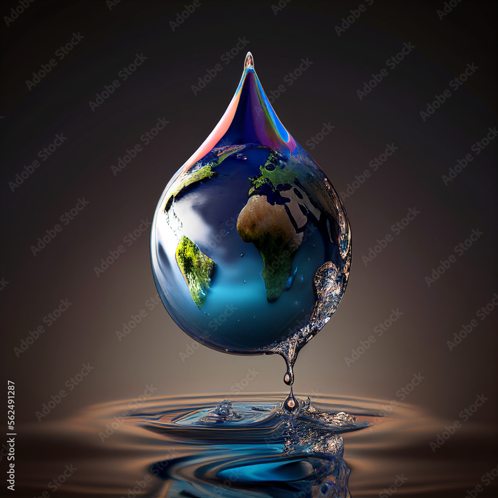 Obraz premium earth dropping in water, generative ai