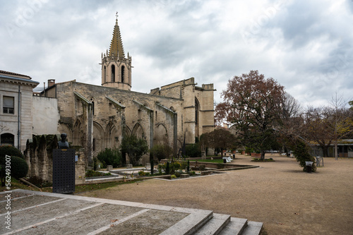 Avignon, Vaucluse, France - Historical buildings and fortification wall at the borders of old town photo