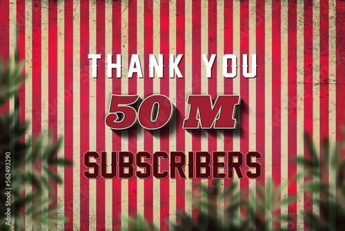 50 Million  subscribers celebration greeting banner with Retro 3 Design