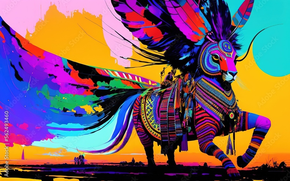 abstract painting of a horse in creative colorful colors

