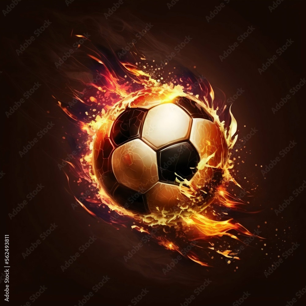 Fototapeta premium Soccer ball meteor. Generative AI