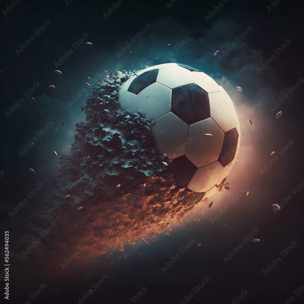 Fototapeta premium Soccer ball meteor. Generative AI