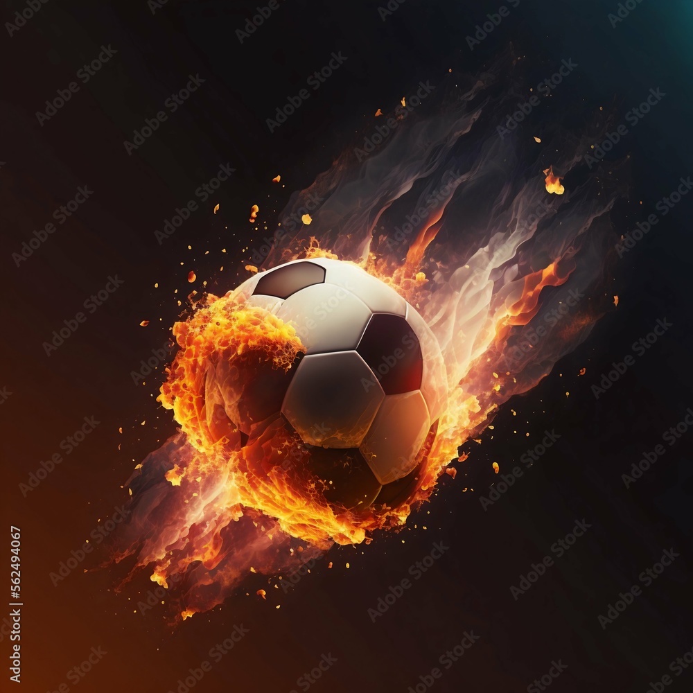 Naklejka premium Soccer ball meteor. Generative AI