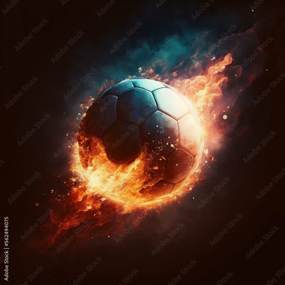 Fototapeta premium Soccer ball meteor. Generative AI