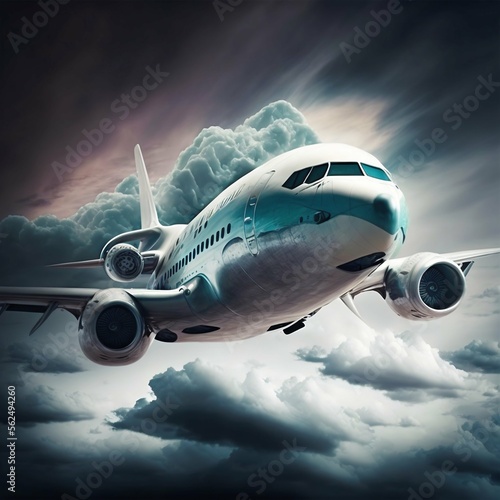 Wallpaper Mural Airplane in the sky. Generative AI Torontodigital.ca