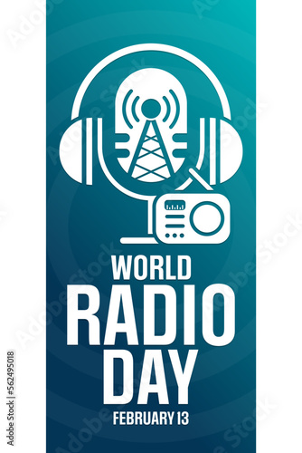 World Radio Day. February 13. Vector illustration. Holiday poster.