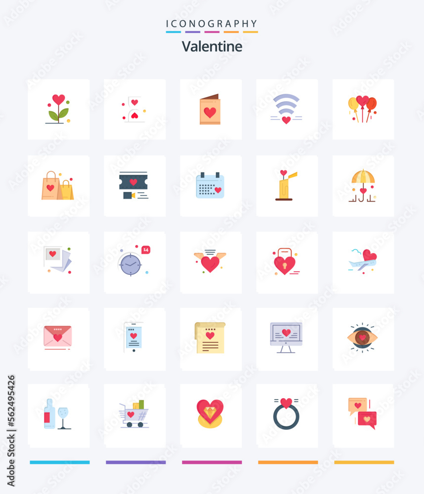 Creative Valentine 25 Flat icon pack  Such As card. day. heart. valentines. waiting