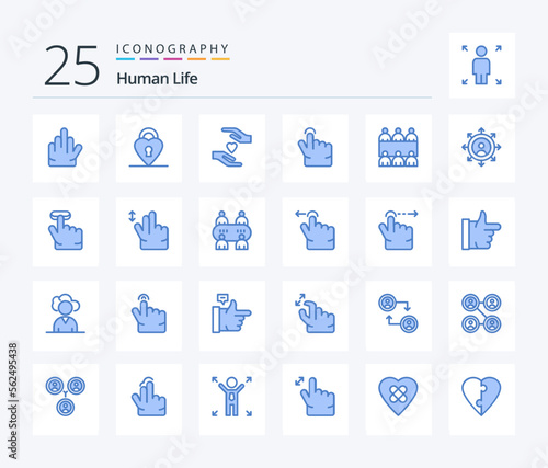 Human 25 Blue Color icon pack including personal. career. love. table. conference