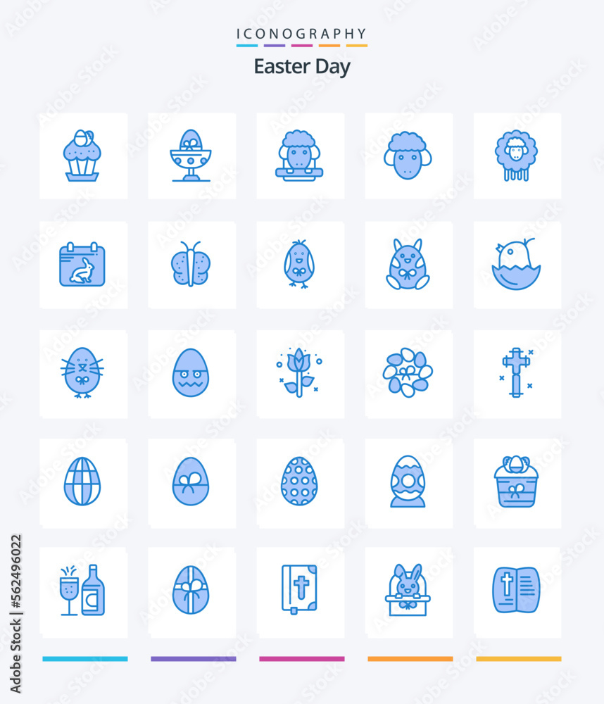 Creative Easter 25 Blue icon pack  Such As date. day. egg. calender. sheep
