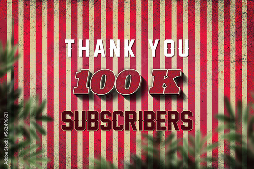 100 K subscribers celebration greeting banner with Retro 3 Design