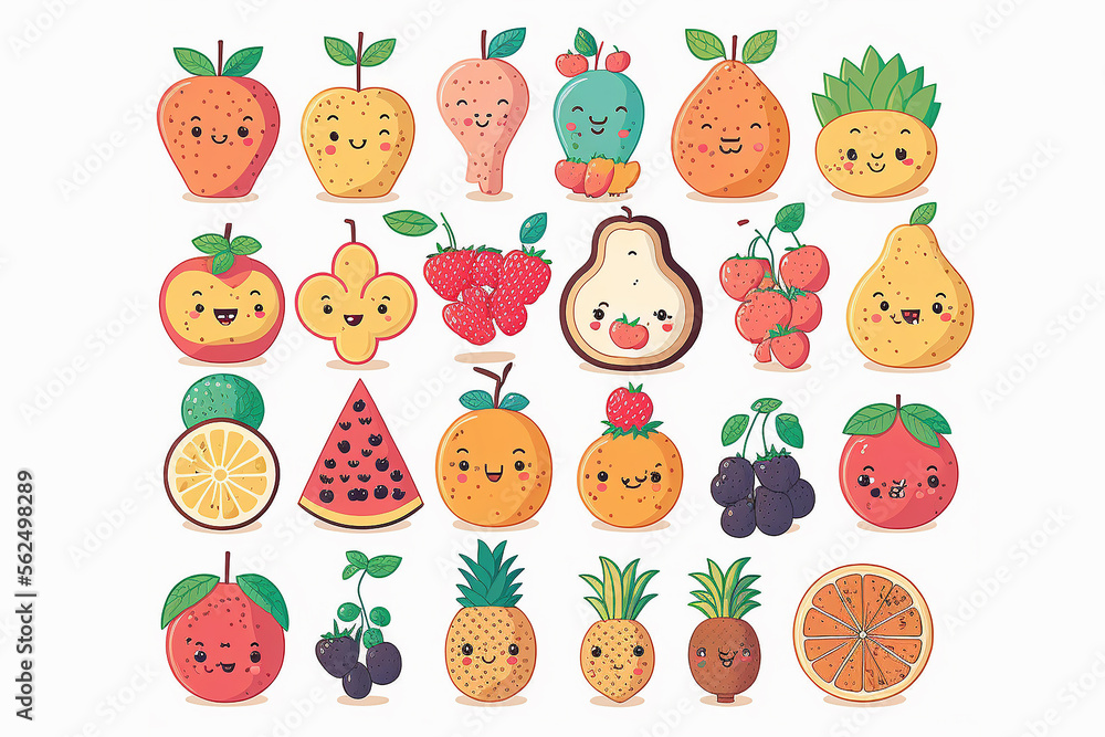 fruits crafts doodles 2d illustration