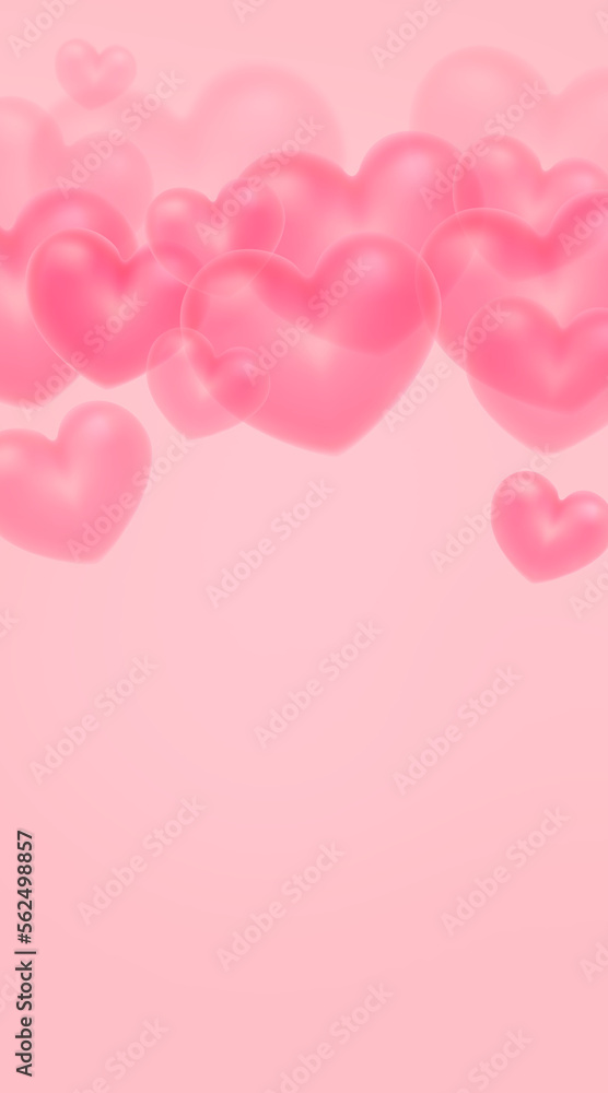 Background for Valentine's Day or Mother's Day. Pink vertical background with transparent hearts