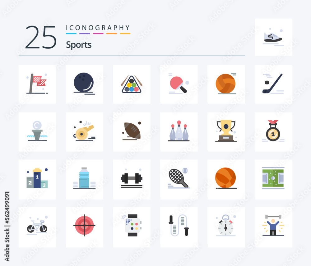 Sports 25 Flat Color icon pack including table tennis. racket. ball. play. sport