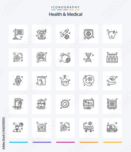 Creative Health And Medical 25 OutLine icon pack Such As tooth. care. healthcare. virus. bacteria