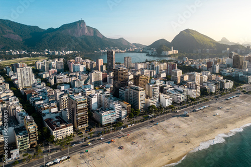 Aerial View of Ipanema and Leblon Beach in Rio de Janeiro, Brazil