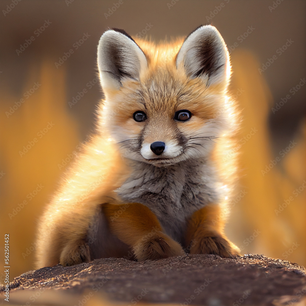 Obraz premium Little red fox, created with Generative AI technology.