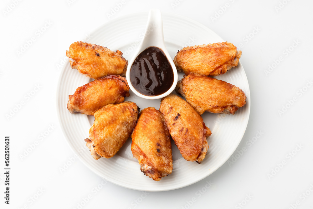 Barbecue wings on white background. Barbecue wings on white background.