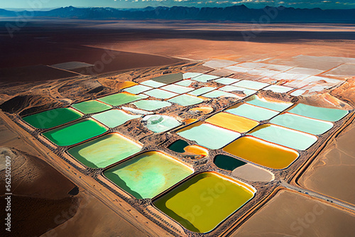 Simulated Aerial View of Lithium Mining - Generative Ai photo