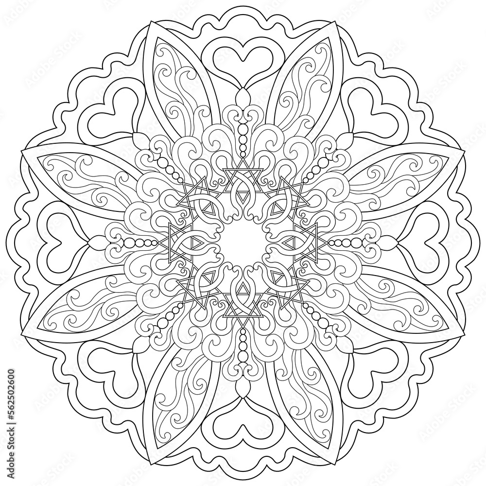 Colouring page-166, vector, hand drawn. Mandala 142, ethnic, swirl pattern, object isolated on white background. Colouring page-166, vector, hand drawn. Mandala 142, ethnic, swirl pattern, object isolated on white background.