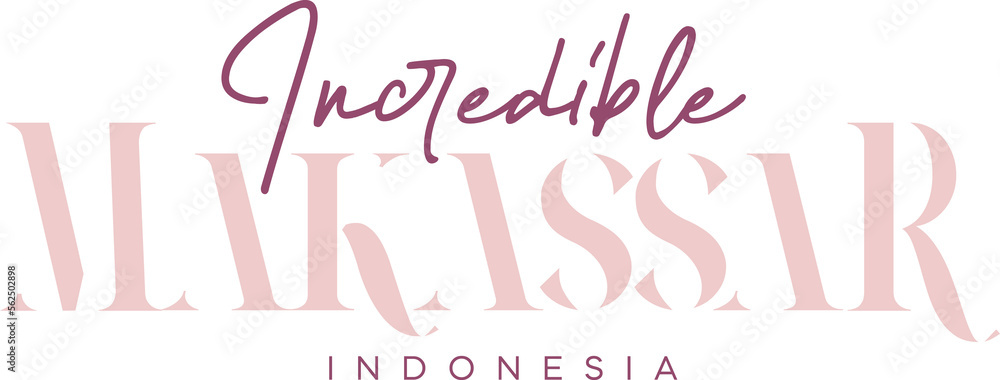 Makassar Wonderful Indonesia Lettering for greeting card, great design for any purposes. Typography poster templates