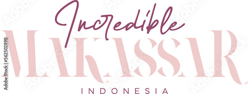 Makassar Wonderful Indonesia Lettering for greeting card, great design for any purposes. Typography poster templates