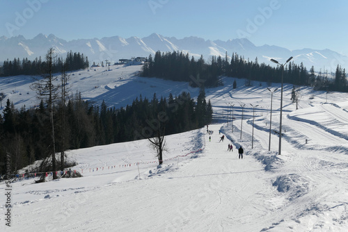 Ski resort Kotelnica in Bialka Tatrzanska. Ski slope and panorama of Tatra mountains. © Studio Barcelona