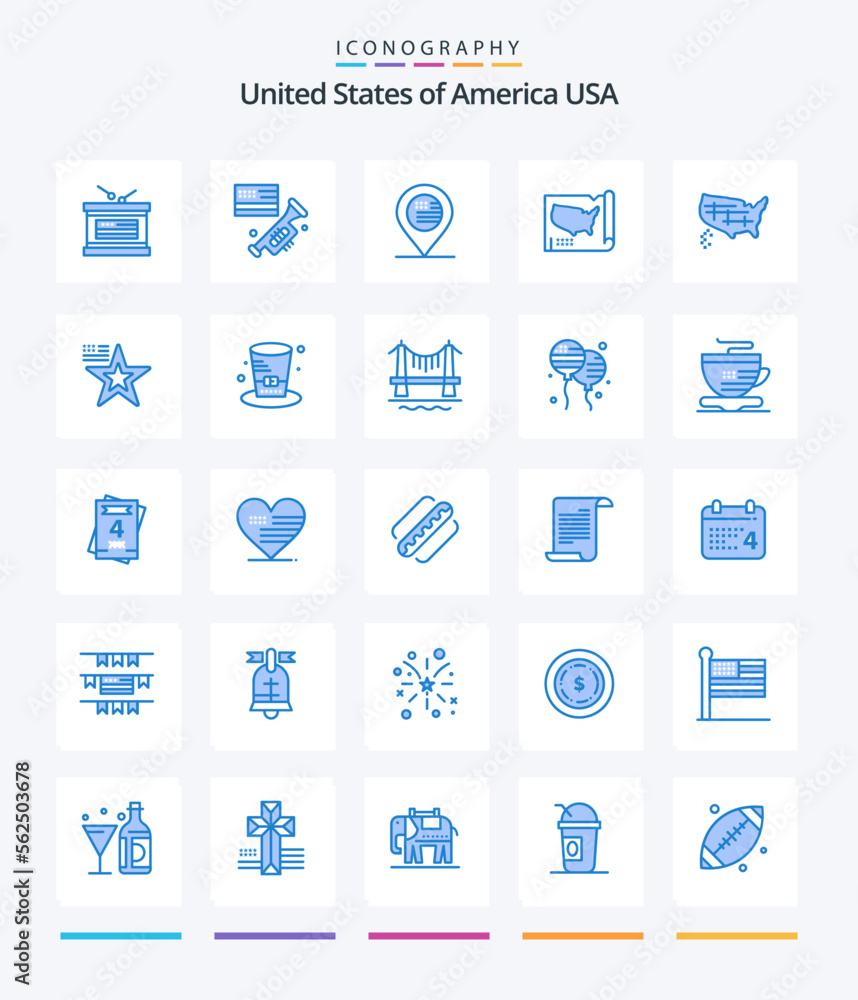 Creative Usa 25 Blue icon pack  Such As american. usa. american. united. map