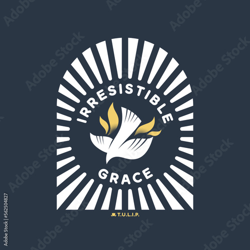 Christian vector illustration. John Calvin's Tulip. Irresistible grace.