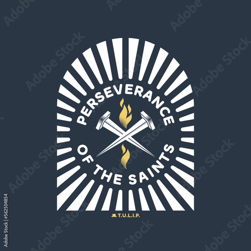 Christian vector illustration. John Calvin's Tulip. Perseverance of the saints.