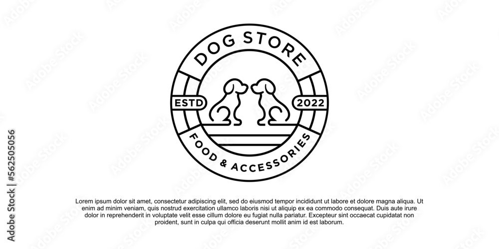 Dog store logo template with modern emblem style Premium Vektor
