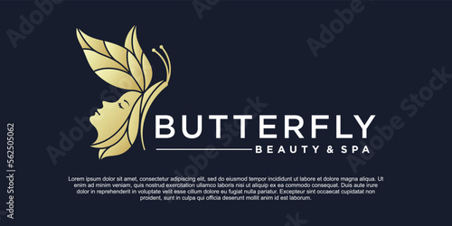 Modern butterfly face woman beauty salon logo template Premium vektor