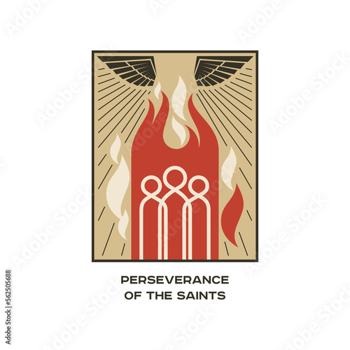 Christian vector illustration. John Calvin's Tulip. Perseverance of the saints.