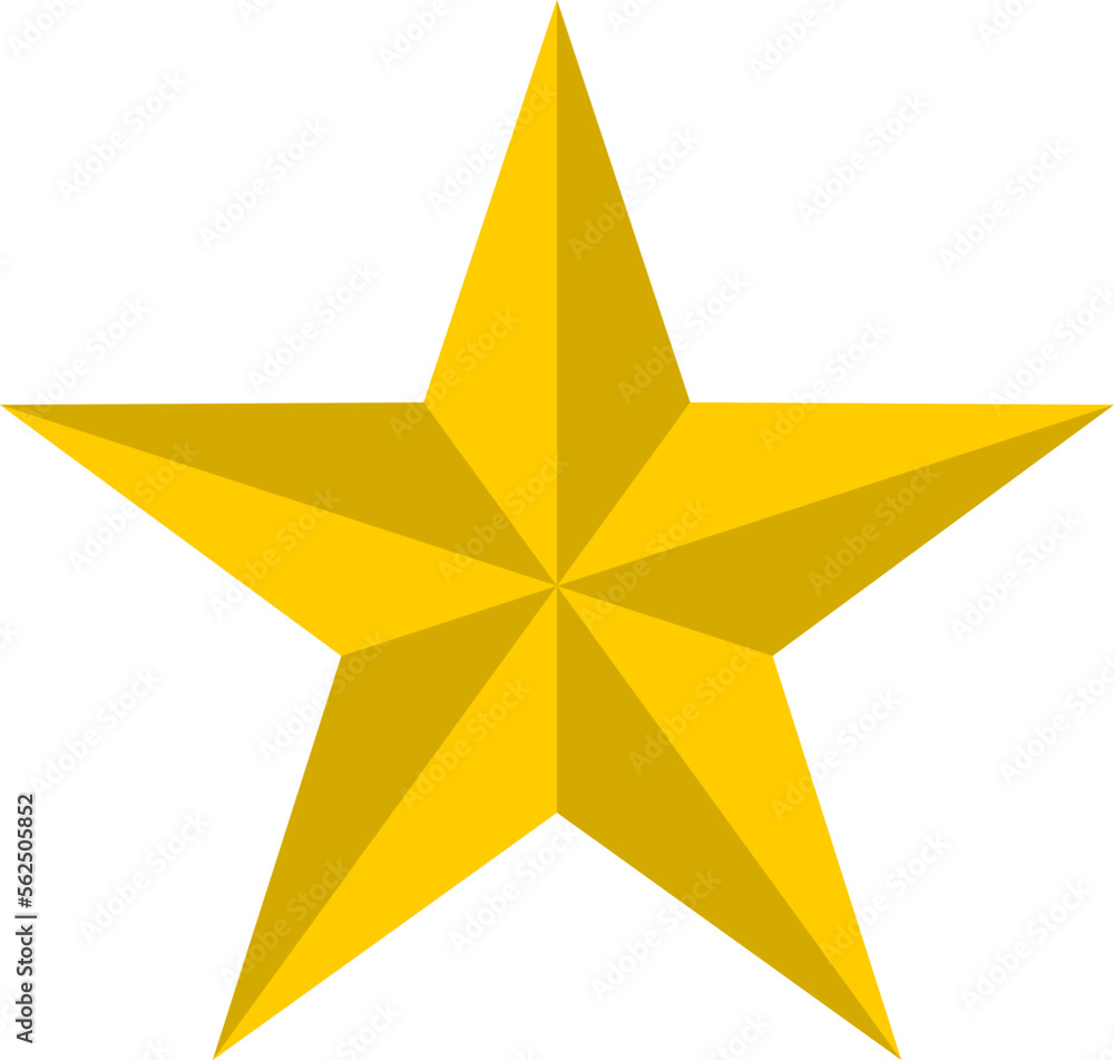 Single Isolated Shaded Golden Star with 3D Effect. Vector Image. Single Isolated Shaded Golden Star with 3D Effect. Vector Image.