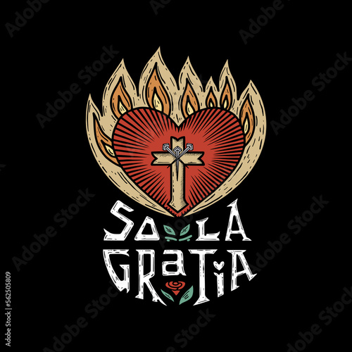 A hand-drawn Christian doodle illustration. The Five Solas of the Reformation. Grace alone.