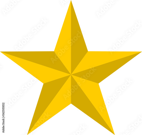 Single Isolated Shaded Golden Star with 3D Effect. Vector Image.