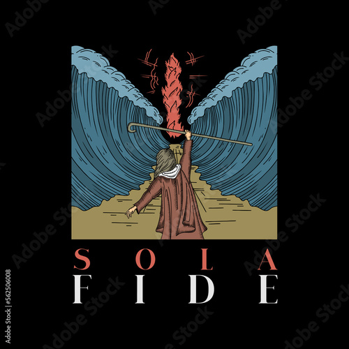A hand-drawn Christian doodle illustration. The Five Solas of the Reformation. Faith alone.