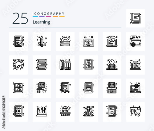Learning 25 Line icon pack including tutorial. internet. learning. study. learning