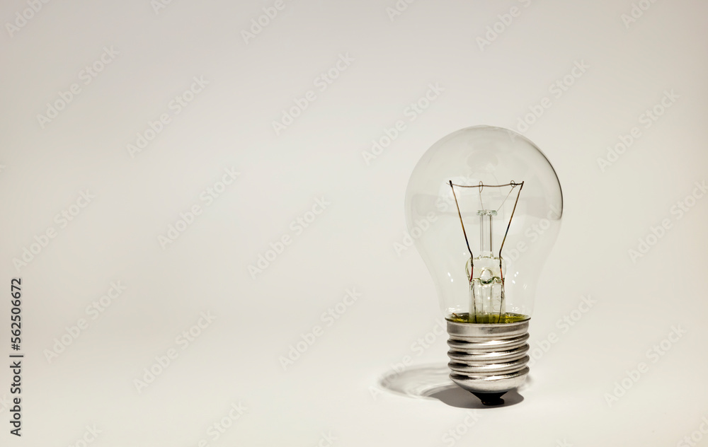Incandescent light bulb on a white background. Close up Incandescent light bulb on a white background. Close up