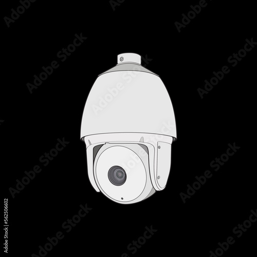 Cctv in coloring vector style, isolated on white background. Cctv in coloring vector style for coloring book. © litnik