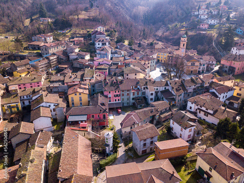 aerial view of the small town of Garbagna, Piedmont, Italy photo