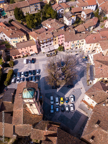 aerial view of the small town of Garbagna, Piedmont, Italy photo