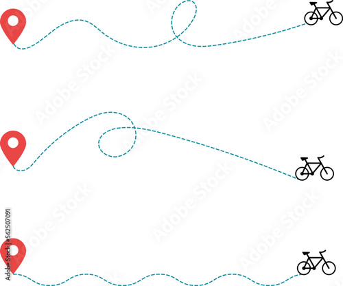 Abstract icon with black bicycle route line on white background for concept design. Abstract background. Travel concept. Vector illustration.
Abstract icon with black bicycle route line on white backg