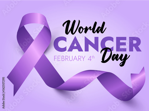 World Cancer Day concept. Lavender Ribbon. Vector illustration.