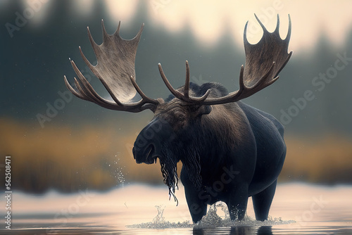 Moose shedding antlers  Generative AI