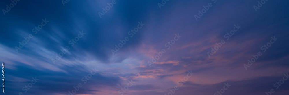 Dramatic sunset panorama. colorful sky background