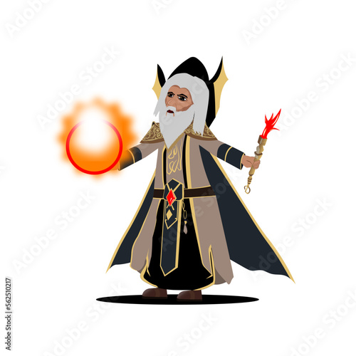vector wizard fireball in hand