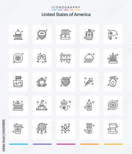 Creative Usa 25 OutLine icon pack Such As head. hip. american. flask. alcoholic